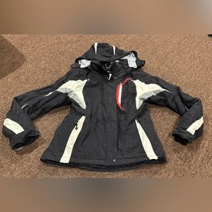 Women's HYRA Black and White SKI Jacket with hood Insulated Sz M EUC, so COOL!!!
